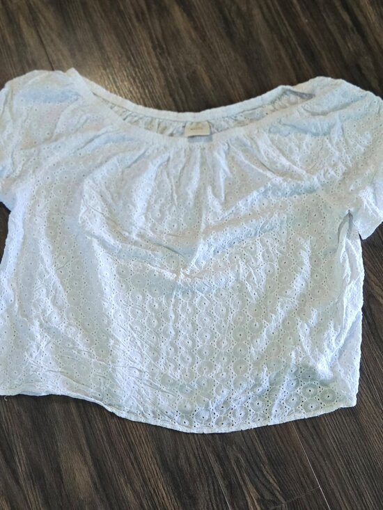 Knox Rose Tops - KNOX ROSE Boho/Peasant Style 100% Cotton White Eyelet Tunic Blouse SIZE XL